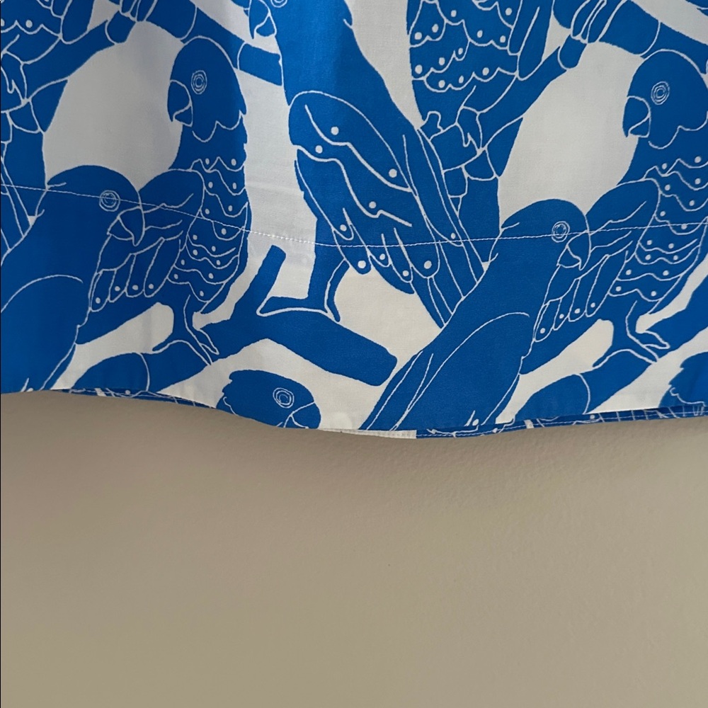 UNTUCKit Womens Jordan Sleeveless Shirt Dress Blue Parrot Print Sz Small Preppy - Picture 9 of 9